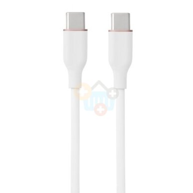 Silikoninis kabelis USB Type-C - Type-C, 60W (baltas, 1m) Silikoninis kabelis USB Type-C - Type-C, 60W (baltas, 1m)