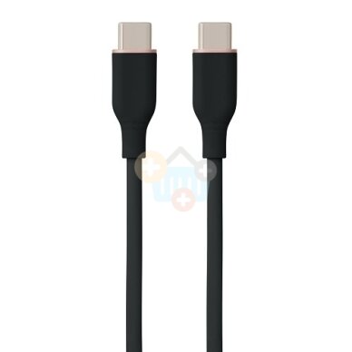 Silikoninis kabelis USB Type-C - Type-C, 60W (juodas, 3m) Silikoninis kabelis USB Type-C - Type-C, 60W (juodas, 3m)