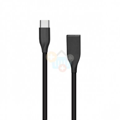Silikoninis kabelis USB-Type C (juodas, 1m) +++ TOP Komfortas
