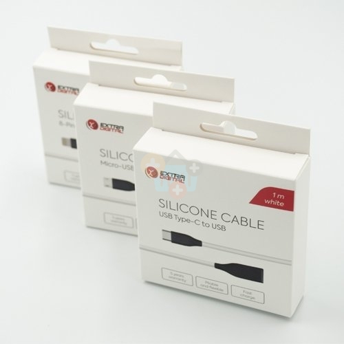Silikoninis kabelis USB-Micro USB (baltas,1m) 2