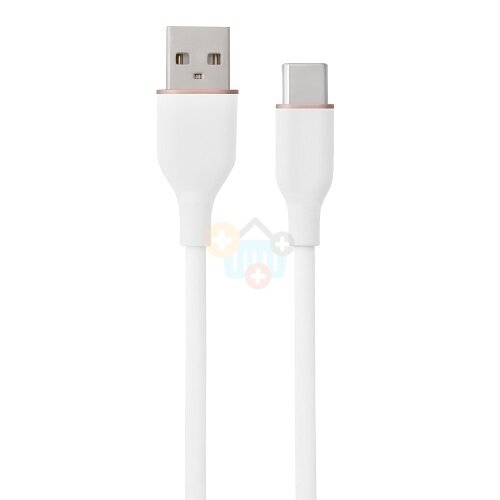 Silikoninis kabelis USB Type-A - Type-C (baltas, 1m) Silikoninis kabelis USB Type-A - Type-C (baltas, 1m)