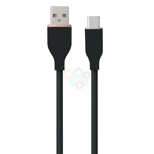 Silikoninis kabelis USB Type-A - Type-C (juodas, 3m) Silikoninis kabelis USB Type-A - Type-C (juodas, 3m)