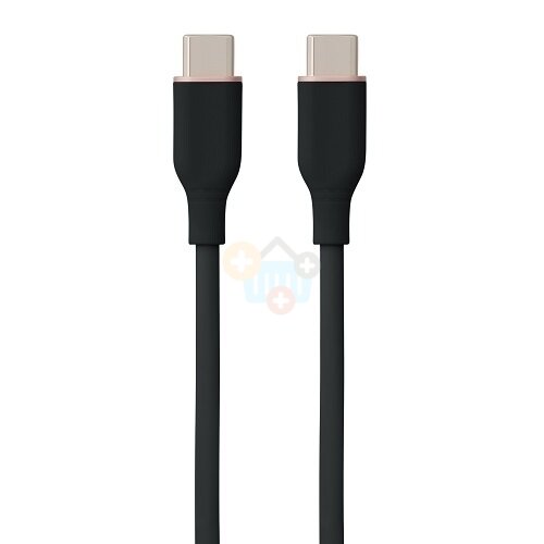Silikoninis kabelis USB Type-C - Type-C, 60W (juodas, 2m) Silikoninis kabelis USB Type-C - Type-C, 60W (juodas, 2m)
