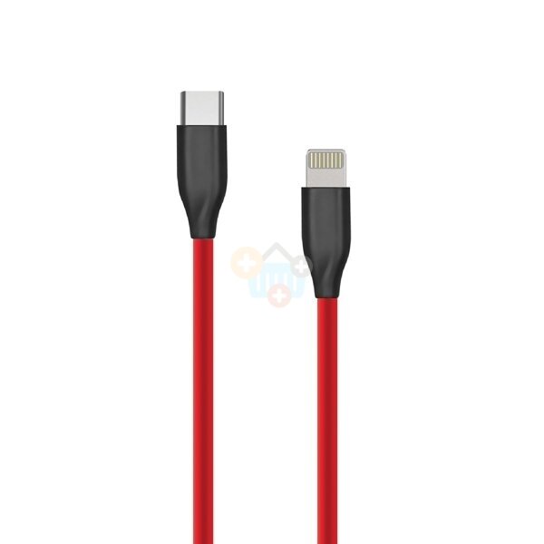 Silikoninis kabelis Type C-Lightning (raudonas, 1m)+++ TOP Komfortas Silikoninis kabelis Type C-Lightning (raudonas, 1m)+++ TOP Komfortas