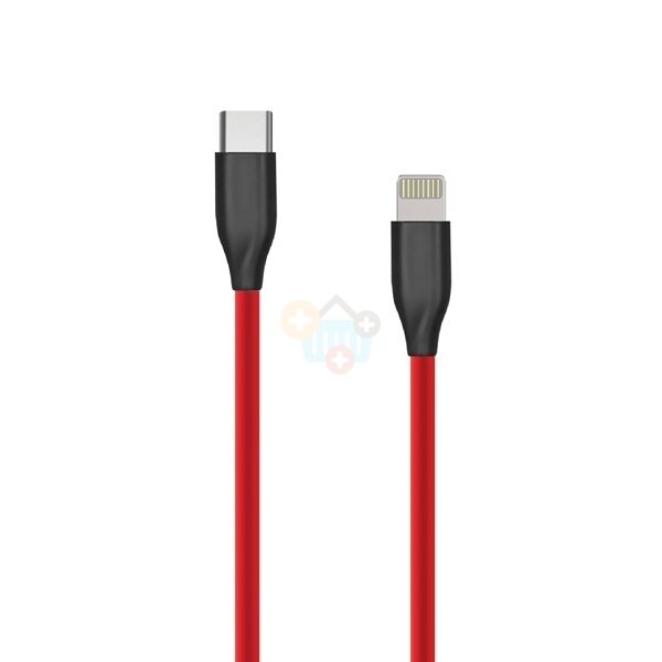Silikoninis kabelis Type C-Lightning (raudonas, 2m)+++ TOP Komfortas