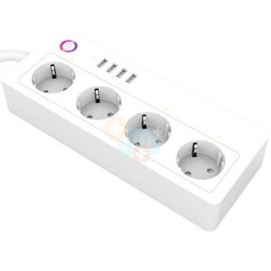 TUYA išmanusis buitinis ilgiklis 1.8m, 4 lizdai + 4 USB, su jungikliu TUYA išmanusis buitinis ilgiklis 1.8m, 4 lizdai + 4 USB, su jungikliu