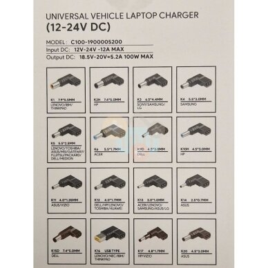 Universalus automobilinis (12-24V) kompiuterių įkroviklis 100W All in One +++ TOP Galimybės 1 Universalus automobilinis (12-24V) kompiuterių įkroviklis 100W All in One +++ TOP Galimybės 1