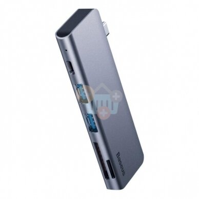 USB-C šakotuvas Baseus 5 in 1: USB 3.0, TF&SD, PD +++ TOP Mobilumas