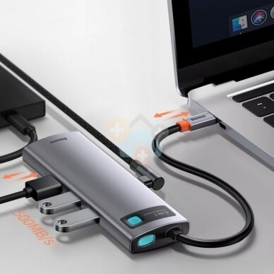 USB-C šakotuvas BASEUS 8 in 1: 3X USB 3.0, RJ45, HDMI (4K), SD/ micro SD 2 USB-C šakotuvas BASEUS 8 in 1: 3X USB 3.0, RJ45, HDMI (4K), SD/ micro SD 2