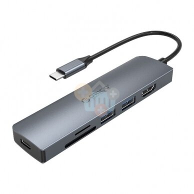 USB šakotuvas ORICO 6 in 1: HDMI, USB 3.0, PD 3.0, TF/ SD +++ TOP Mobilumas 2 USB šakotuvas ORICO 6 in 1: HDMI, USB 3.0, PD 3.0, TF/ SD +++ TOP Mobilumas 2