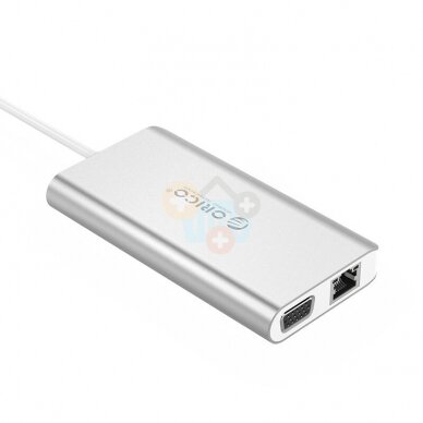 USB šakotuvas ORICO 8 in 1: Type-C; HDMI, USB 3.0, PD 3.0, TF/ SD; RJ45 +++ TOP Mobilumas 1