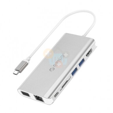 USB šakotuvas ORICO 8 in 1: Type-C; HDMI, USB 3.0, PD 3.0, TF/ SD; RJ45 +++ TOP Mobilumas USB šakotuvas ORICO 8 in 1: Type-C; HDMI, USB 3.0, PD 3.0, TF/ SD; RJ45 +++ TOP Mobilumas