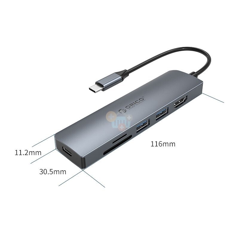 USB šakotuvas ORICO 6 in 1: HDMI, USB 3.0, PD 3.0, TF/ SD +++ TOP Mobilumas 1 USB šakotuvas ORICO 6 in 1: HDMI, USB 3.0, PD 3.0, TF/ SD +++ TOP Mobilumas 1