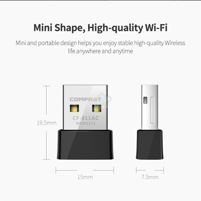 WiFi-USB adapteris, 650Mbps, 2.4GHz, 5GHz 1 WiFi-USB adapteris, 650Mbps, 2.4GHz, 5GHz 1